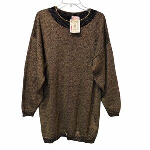 NEW Vintage Spunky sweater Gold Black Size 2XL Long Knit Party Metallic 80s 90s